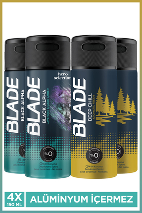Blade Deep Chill & Black Alpha Erkek Alüminyumsuz Deodorant 4x150 Ml Hızlı Ku...