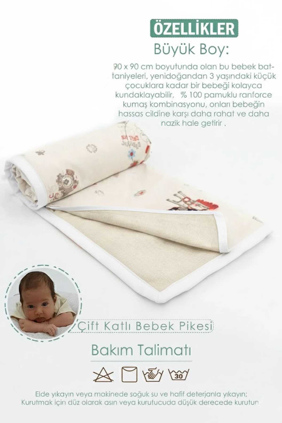 mordesign Ortopedik Bebek Puset Minderi, Örtü, Çarşaf, Bebek Pikesi, Emzirme Önlüğü, 5'li Set, Animal Serisi fotoğrafı 4 (önizleme)