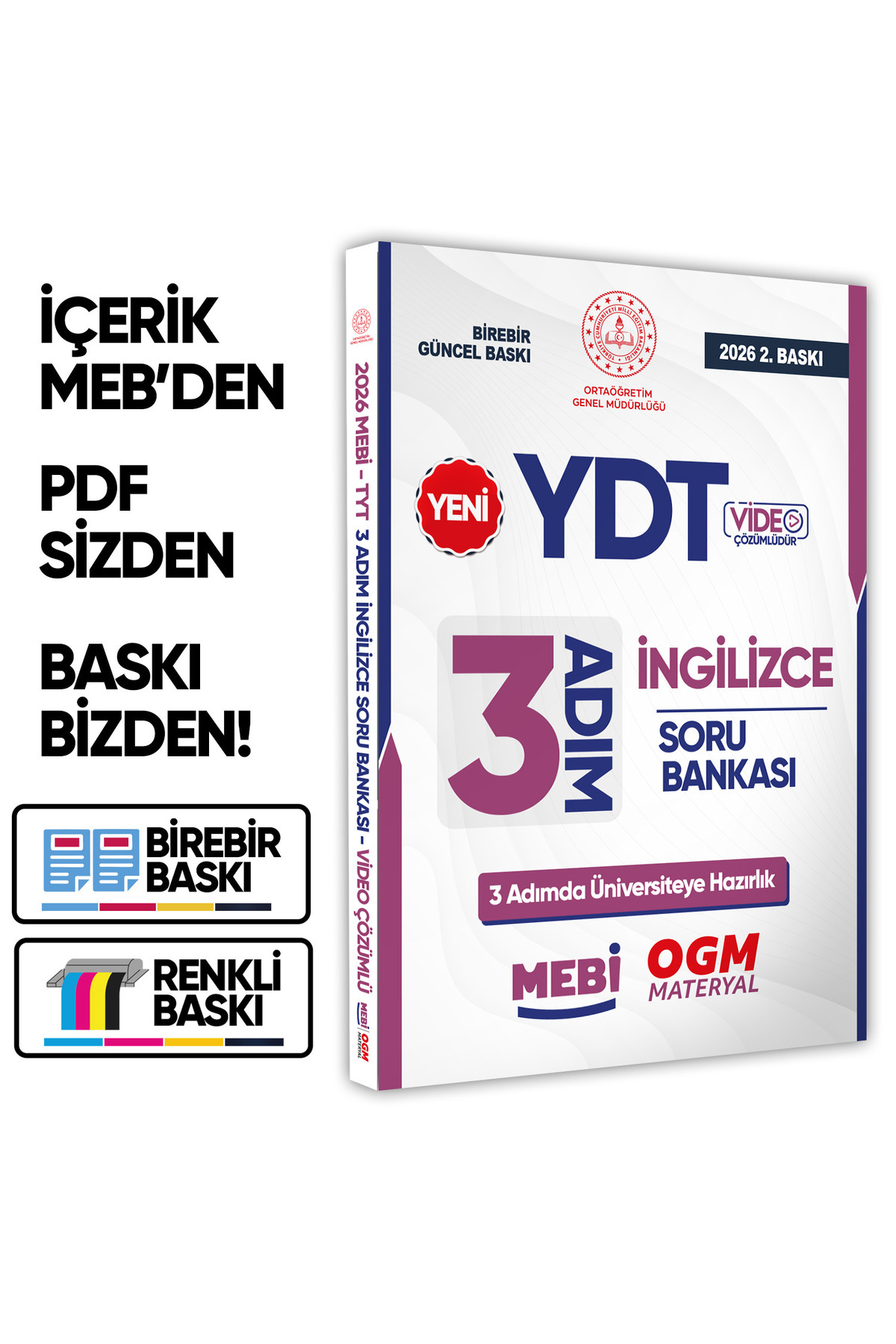 Karakutu Yayınları 2026 YDT MEBİ-OGM 3 ADIM İngilizce Soru Bankası