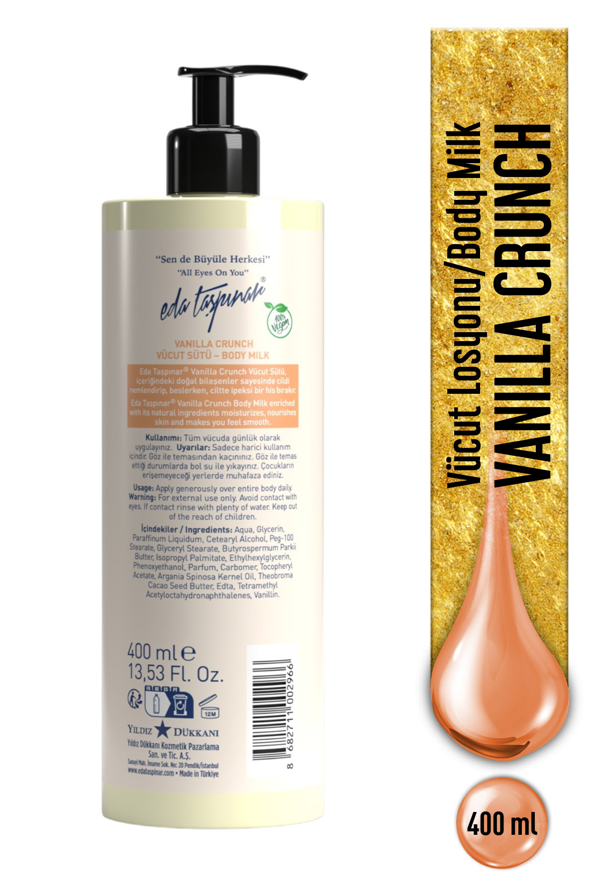 Vanilya Crunch Vücut Losyonu – Yoğun Nemlendirici & Yumuşak Cilt Etkisi 400 ml — EDA-00201 — تصویر 3 از 9