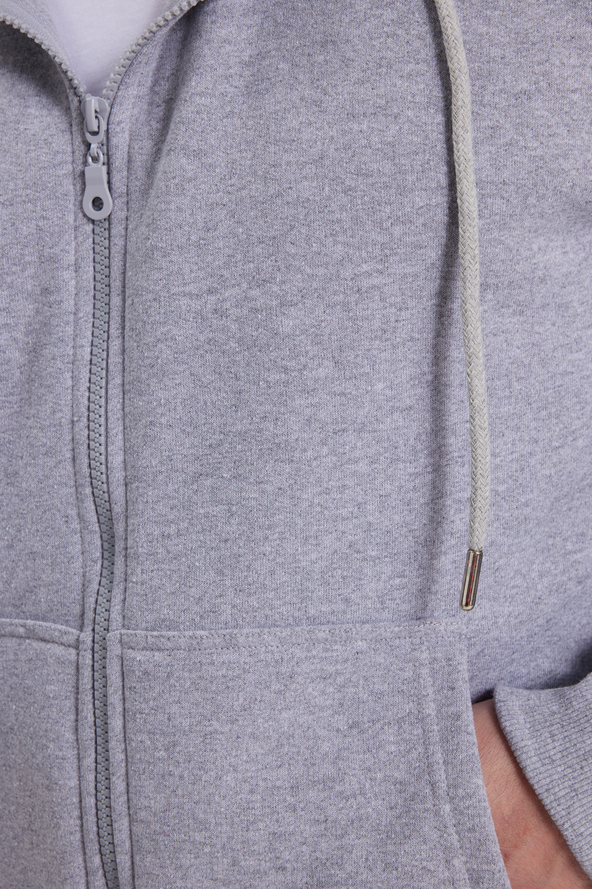 Tudors  Erkek Relax Fit Rahat Kesim Pamuklu Tam Fermuarlı Kanguru Cepli Sırt Çantalı Gri Sweatshirt - Görsel 7