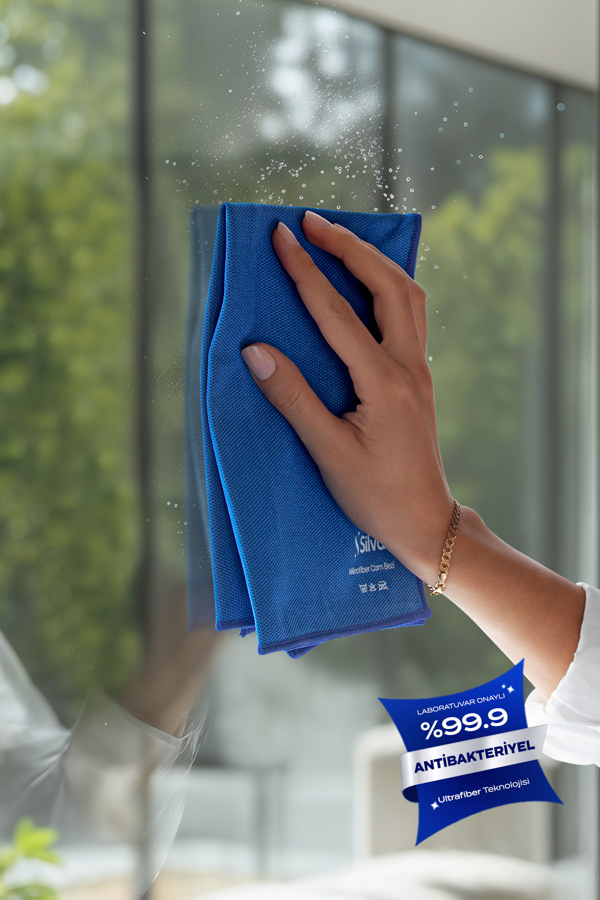 Silva Ultrafiber Premium Cam Bezi – Mavi (42x42 cm)