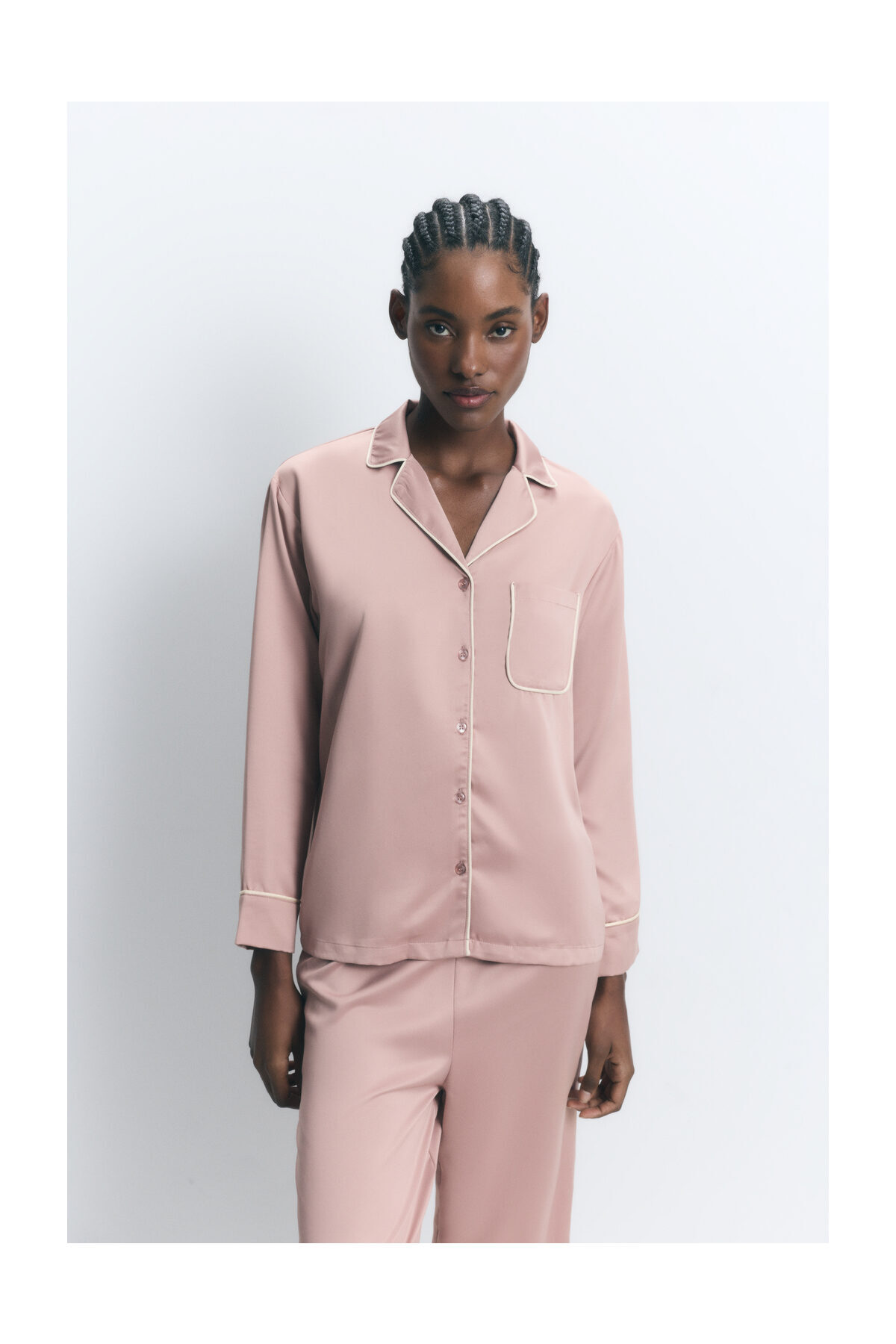 LEFTIES PIŻAMA DAMSKA SATYNOWA KOSZULA M/L SPODNIE L