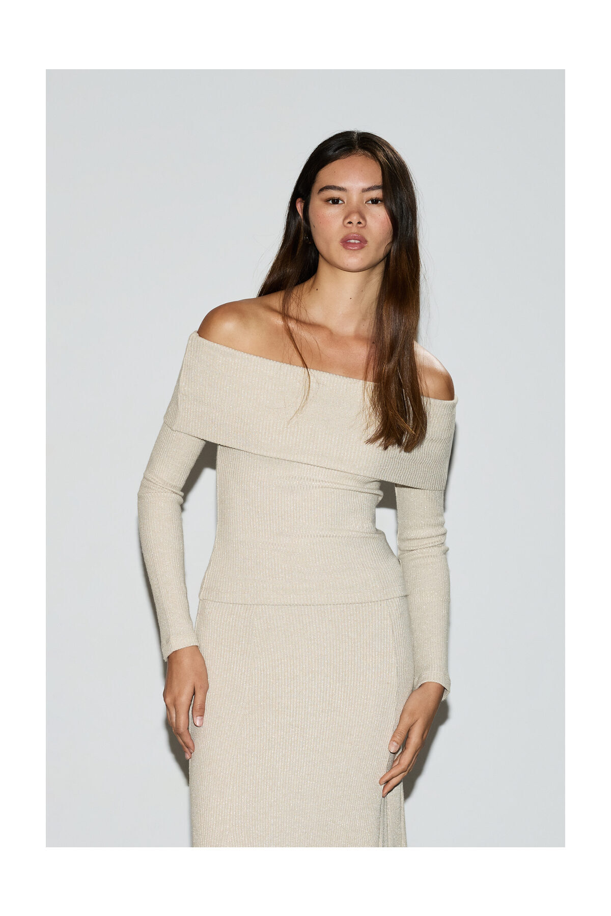 LEFTIES Kobieta (NASTOLATKA) TOP ML CUELLO BARDOT RIB LUREX