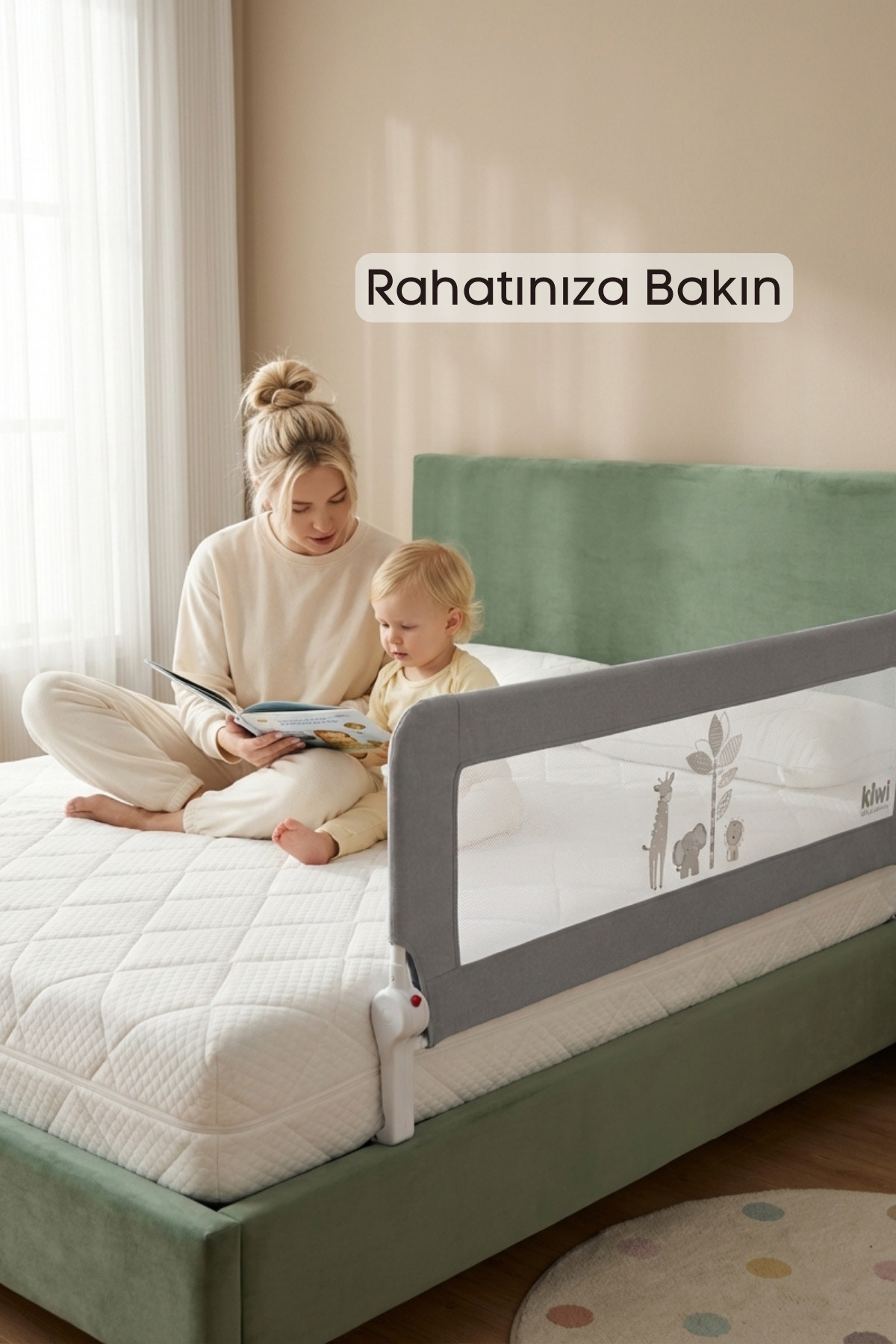 Kiwi BedGuard Çocuk Yatak Koruyucu Bariyeri, Yatak Korkuluğu 180 cm fotoğrafı 3 (önizleme)
