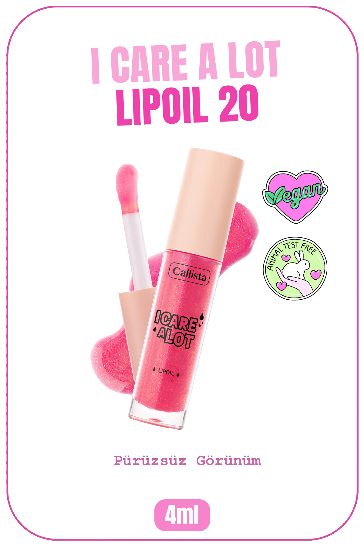 روغن لب مرطوب کننده و براق کننده I Care A Lot - 20 Glow Up Pink - صورتی — صورتی LPO مراقبت زیاد