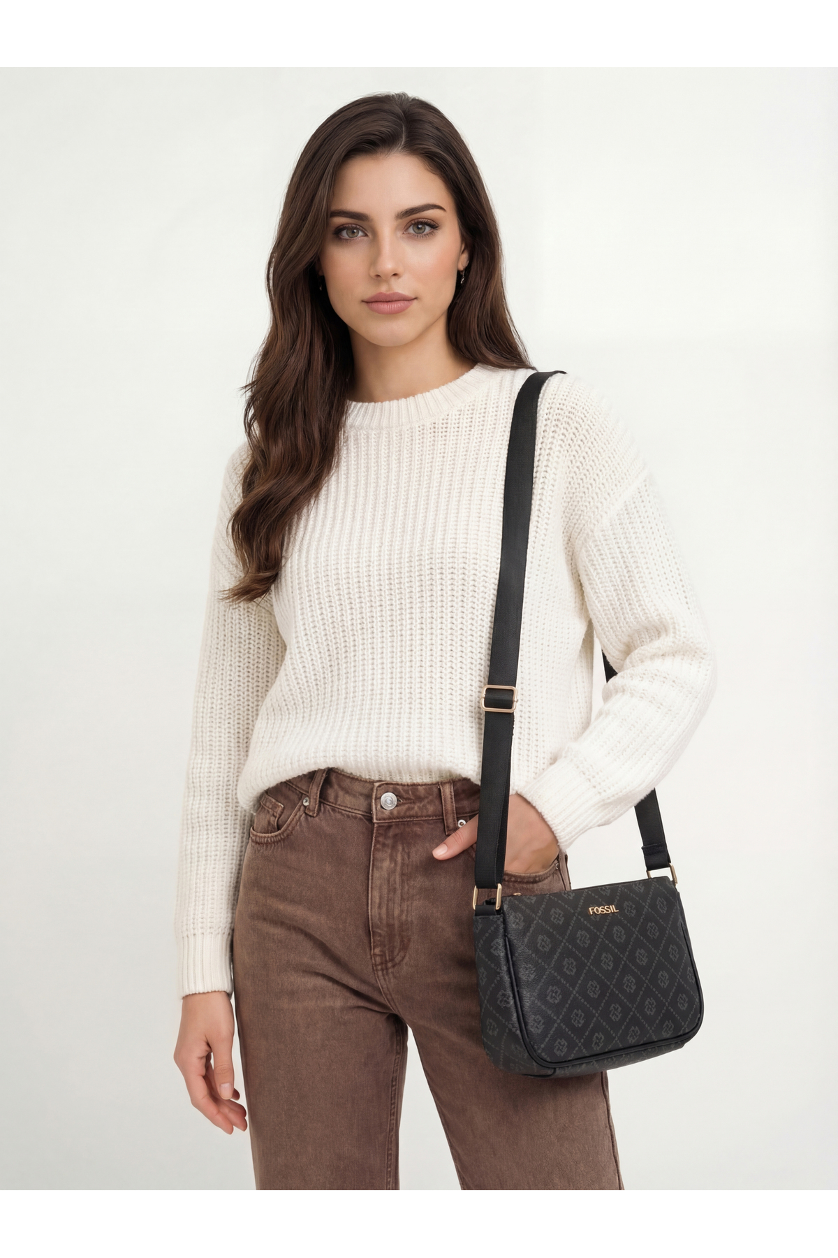 Women's Black Hand and Crossbody Shoulder Bag 05FD25K508