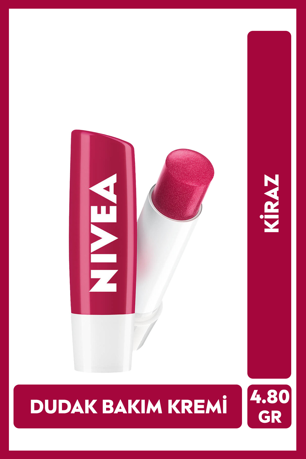 NIVEA Kiraz Dudak Bakım Kremi 4.8gr, Nemlendirici, Hafif Kırmızı Işıltı, Dudak Parlatıcısı