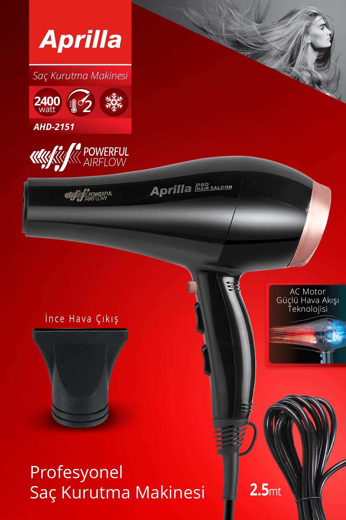 Aprilla AHD-2151 Profesyonel Saç Kurutma Makinesi - Fiyatı, Yorumları