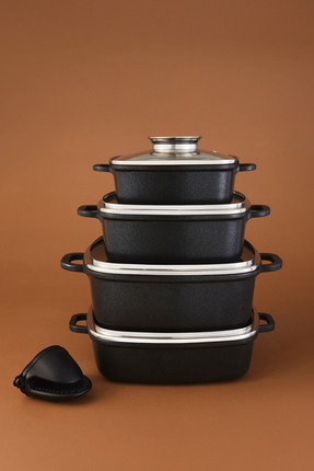 Karaca Biodiamond Soneva İndüksiyon Tabanlı 8 Parça Tencere Seti Siyah