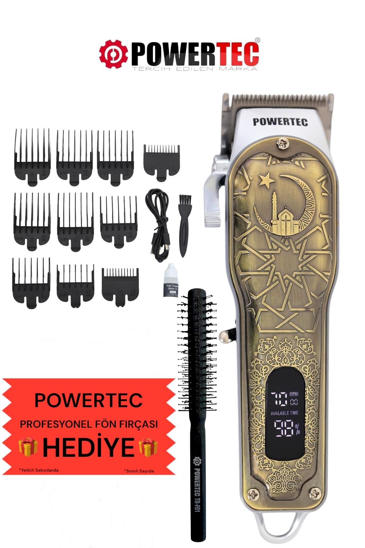 POWERTEC TR-6600 Profesyonel Usb Type-C Şarjlı Saç Sakal Tıraş Makinesi