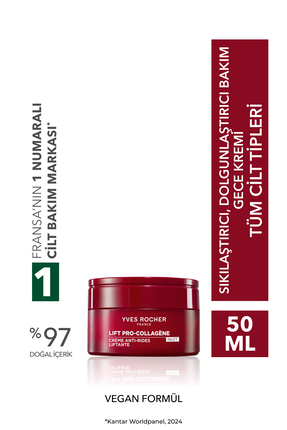 Yves Rocher Gece Kremi-Sıkılaştırıcı,Dolgunlaştırıcı Bitkisel Kolajen ve Hyal...