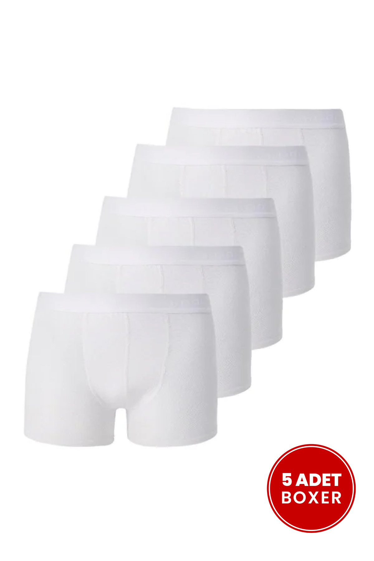Tudors Erkek 5'li Pamuklu Likralı Esnek Kumaş Beyaz Boxer