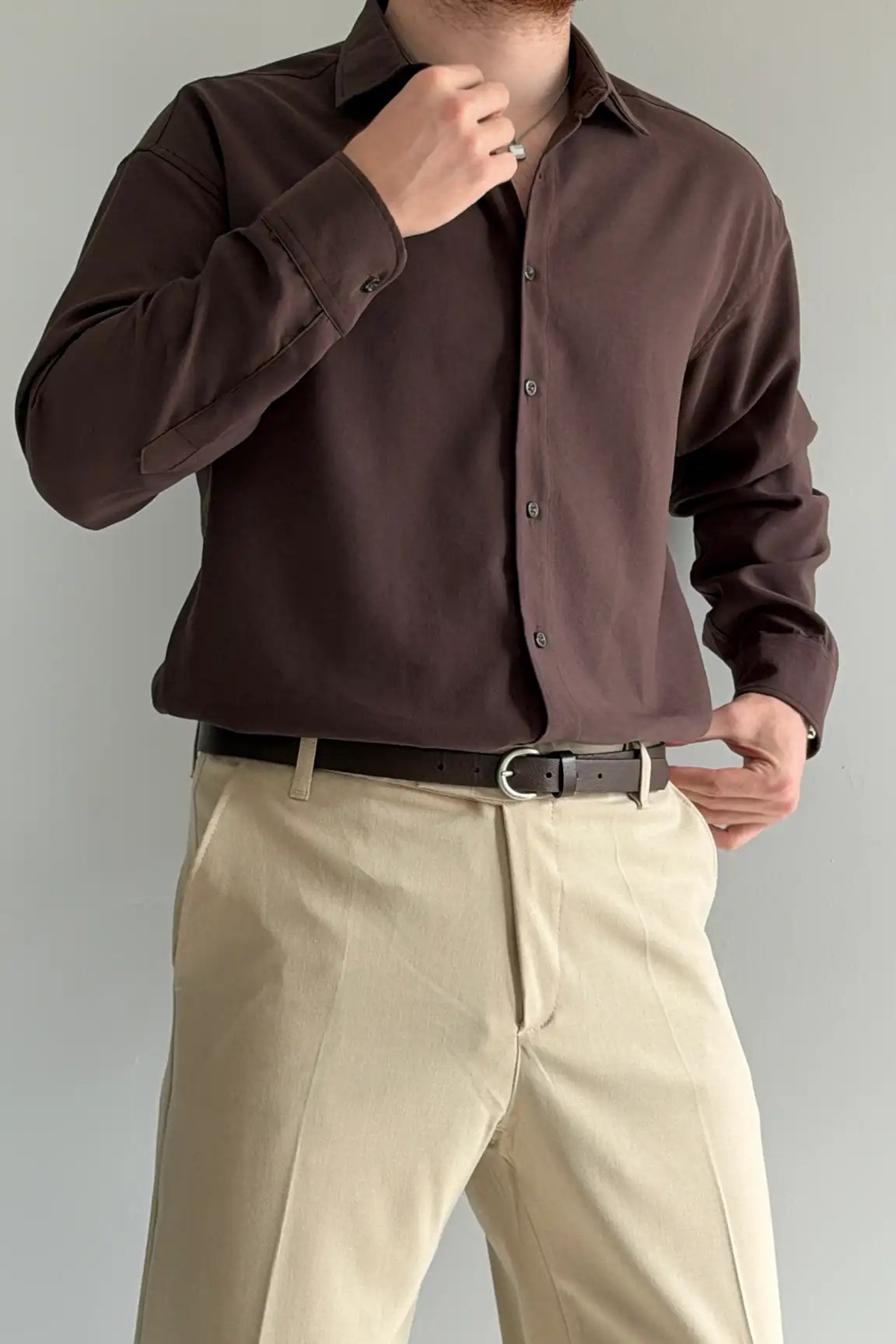 Trendyol Collection Braunes Regular Fit Modal Texturiertes Saisonhemd für Her...