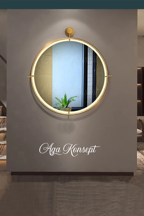 AGA KONSEPT LED li Simirna Ayna GOLD 60 cm Dekoratif Hol Koridor Duvar Salon ...