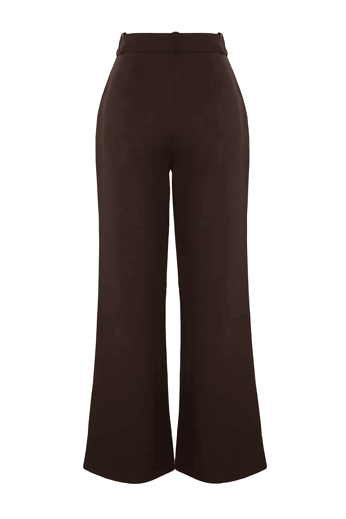 Trendyolmilla  Koyu Kahverengi Kemer Detaylı Wide Leg/Geniş Paça Dokuma Pantolon TWOAW24PL00341 - Görsel 8