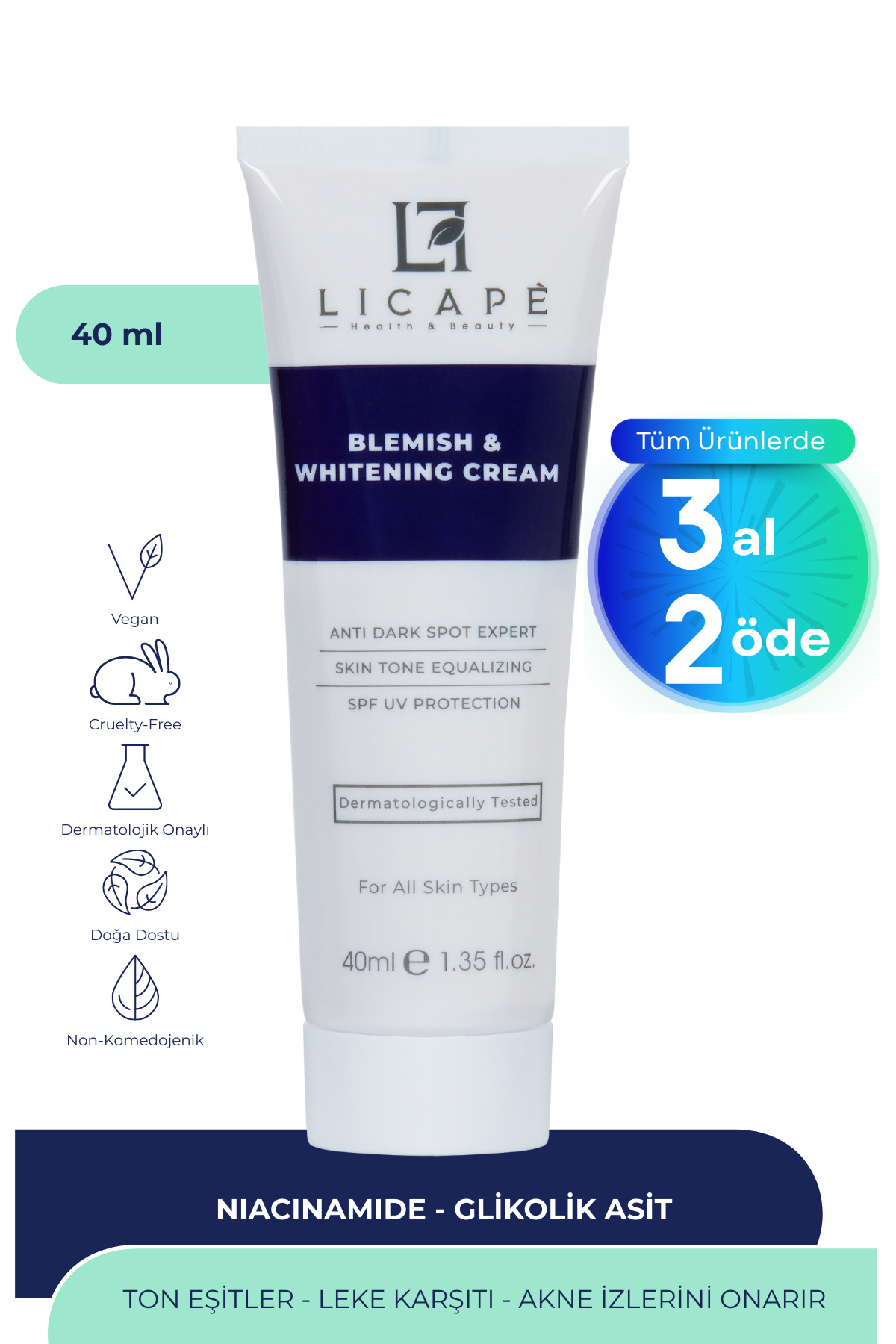Licape Leke Kremi Ve Cilt Beyazlatıcı Krem 40ml
