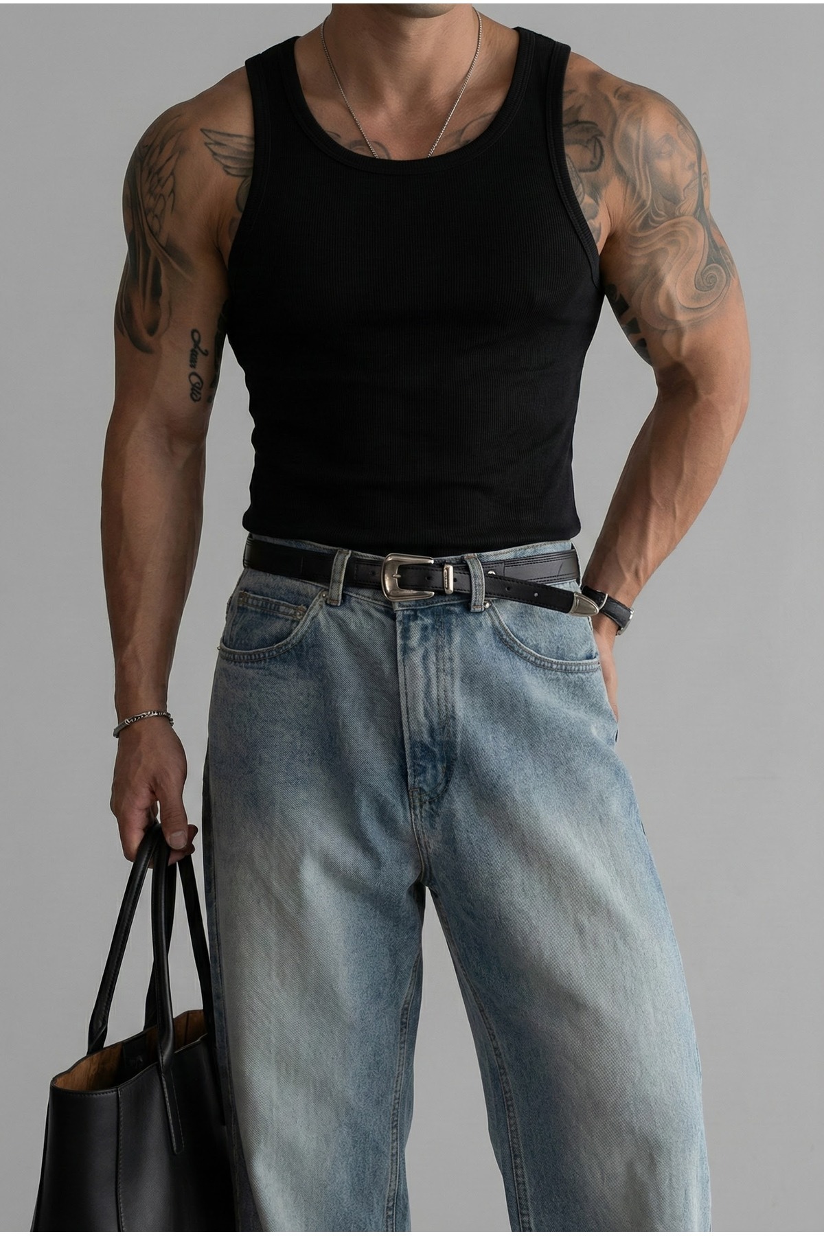 ablukaonline Erkek Basic Fitilli Kumaş Atlet Siyah