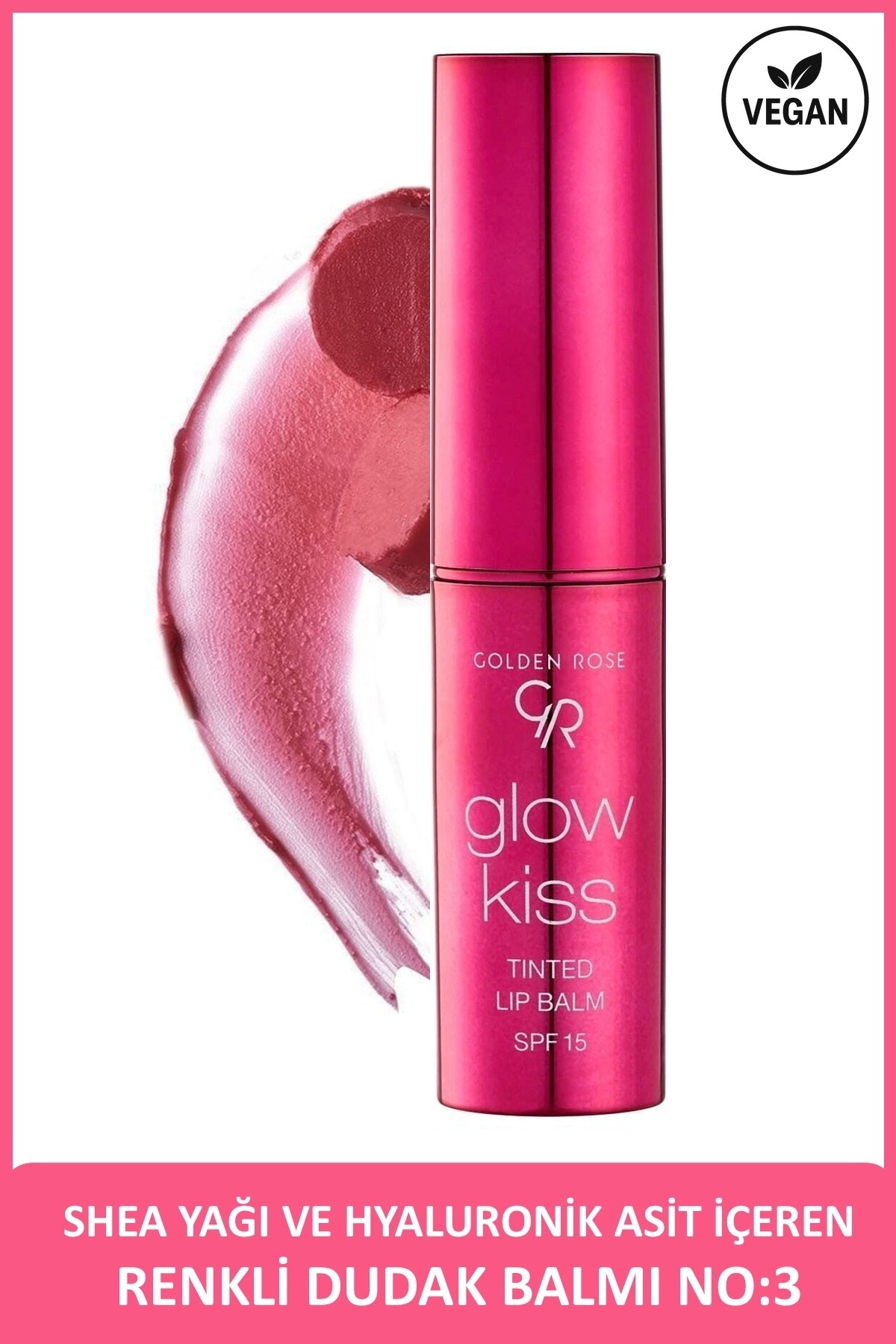 Golden Rose Glow Kiss Tinted Lip Balm No: 03 Berry Pink - Renkli Dudak Nemlendiricisi SPF15 - Fiyatı, Yorumları