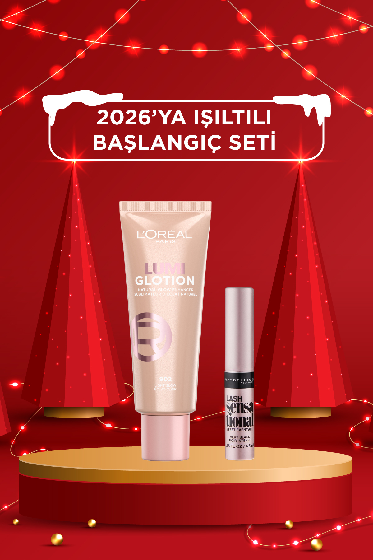L'Oreal Paris Glotion 902 All-in-one Aydınlatıcı & Mini Lash Sensational Maskara