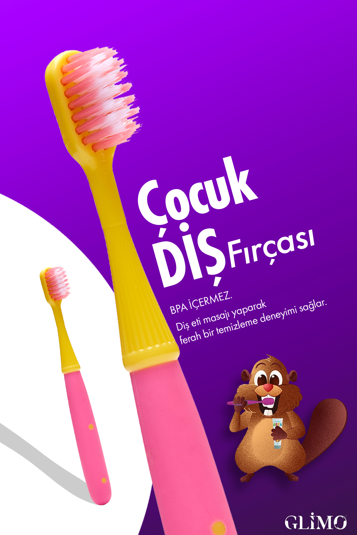 Glimo Kids Çocuk Diş Fırçası | Diş Eti Dostu Yumuşak Kıl, Eğlenceli Tasarım |çocuklara Özel,pembe - Fiyatı, Yorumları