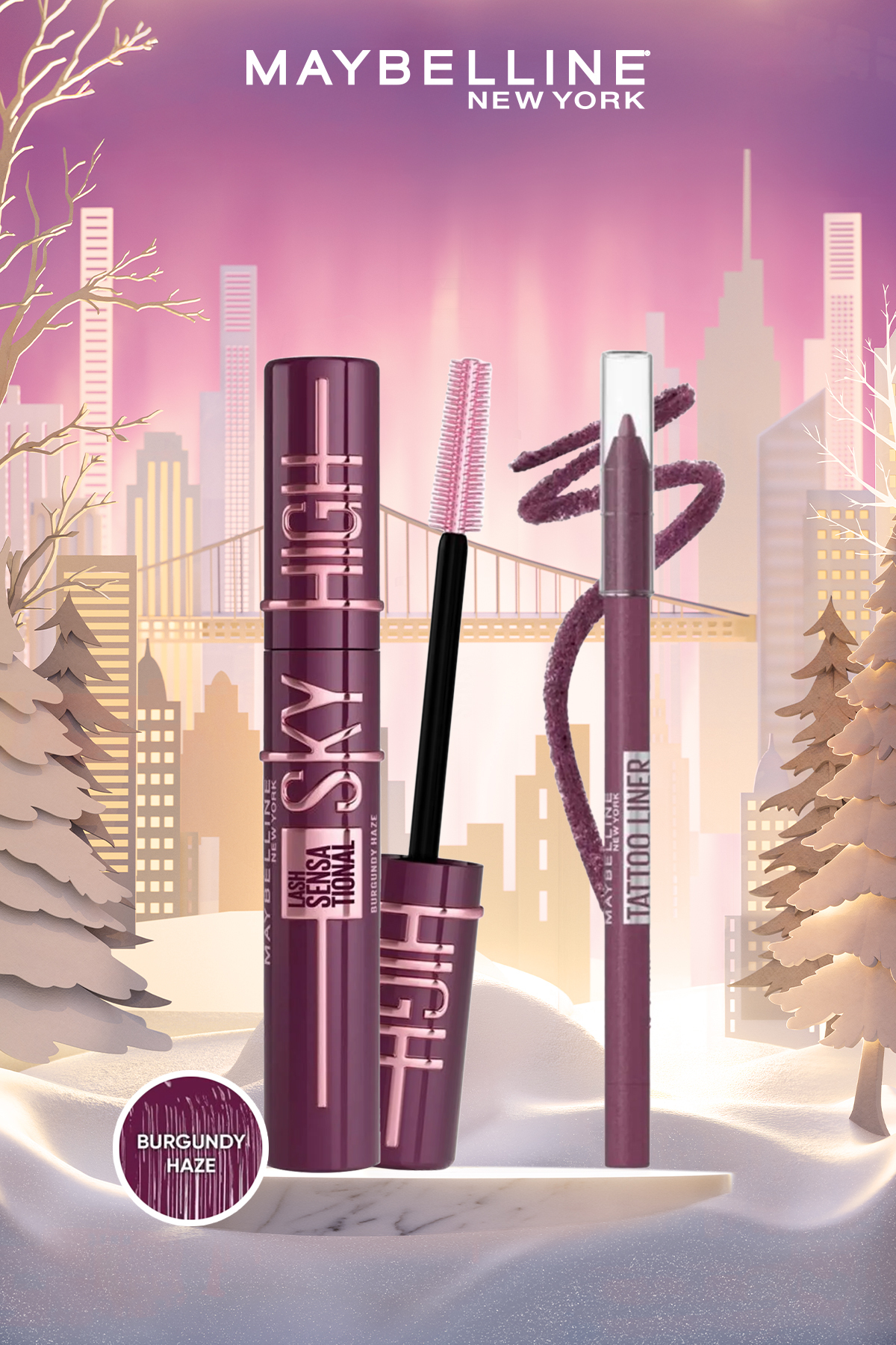 Maybelline New York Lash Sensational Sky High Burgundy Haze Maskara & Tattoo Liner Jel Göz Kalemi Berry Bliss Mürdüm - Fiyatı, Yorumları