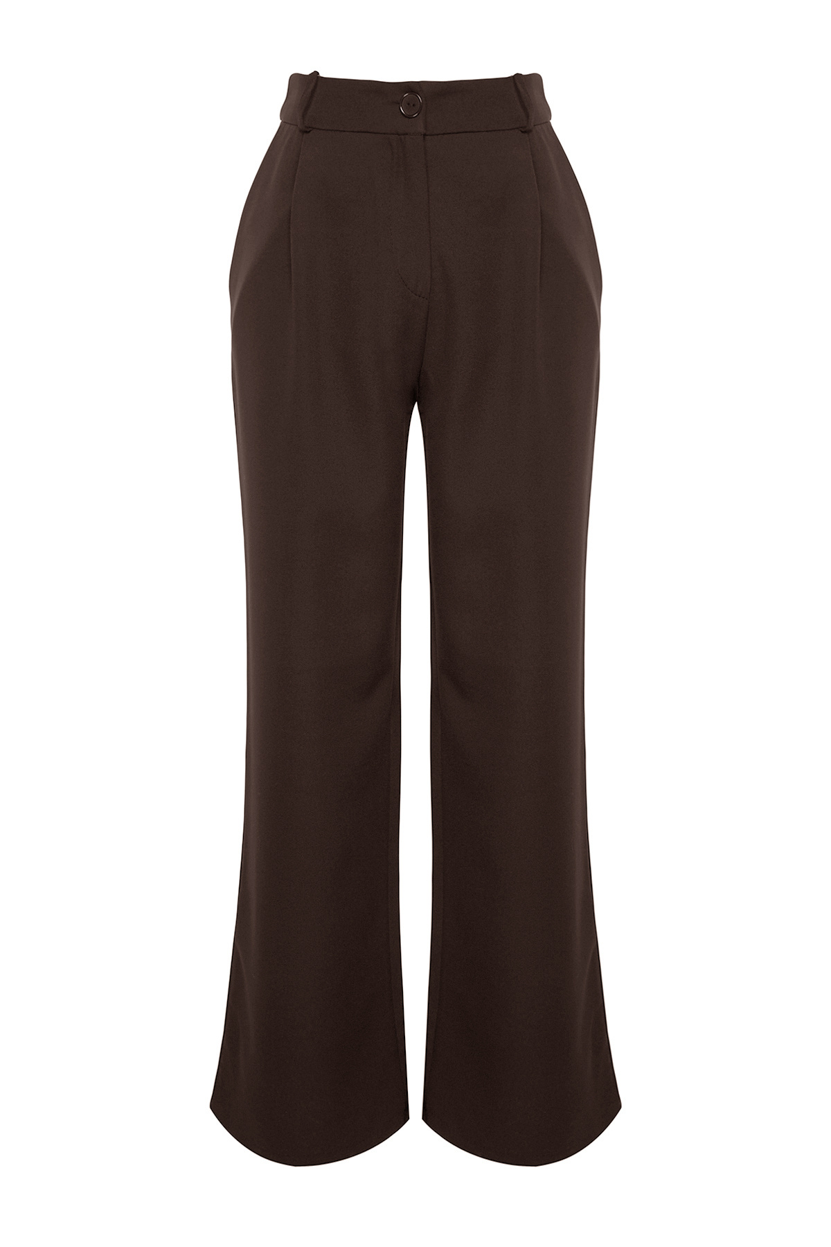 Trendyolmilla  Koyu Kahverengi Kemer Detaylı Wide Leg/Geniş Paça Dokuma Pantolon TWOAW24PL00341 - Görsel 6