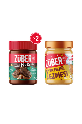 Züber Nutzilla x2 + Original Fıstık Ezmesi (Bal İlaveli) x1 (Kış Temalı Özel ...