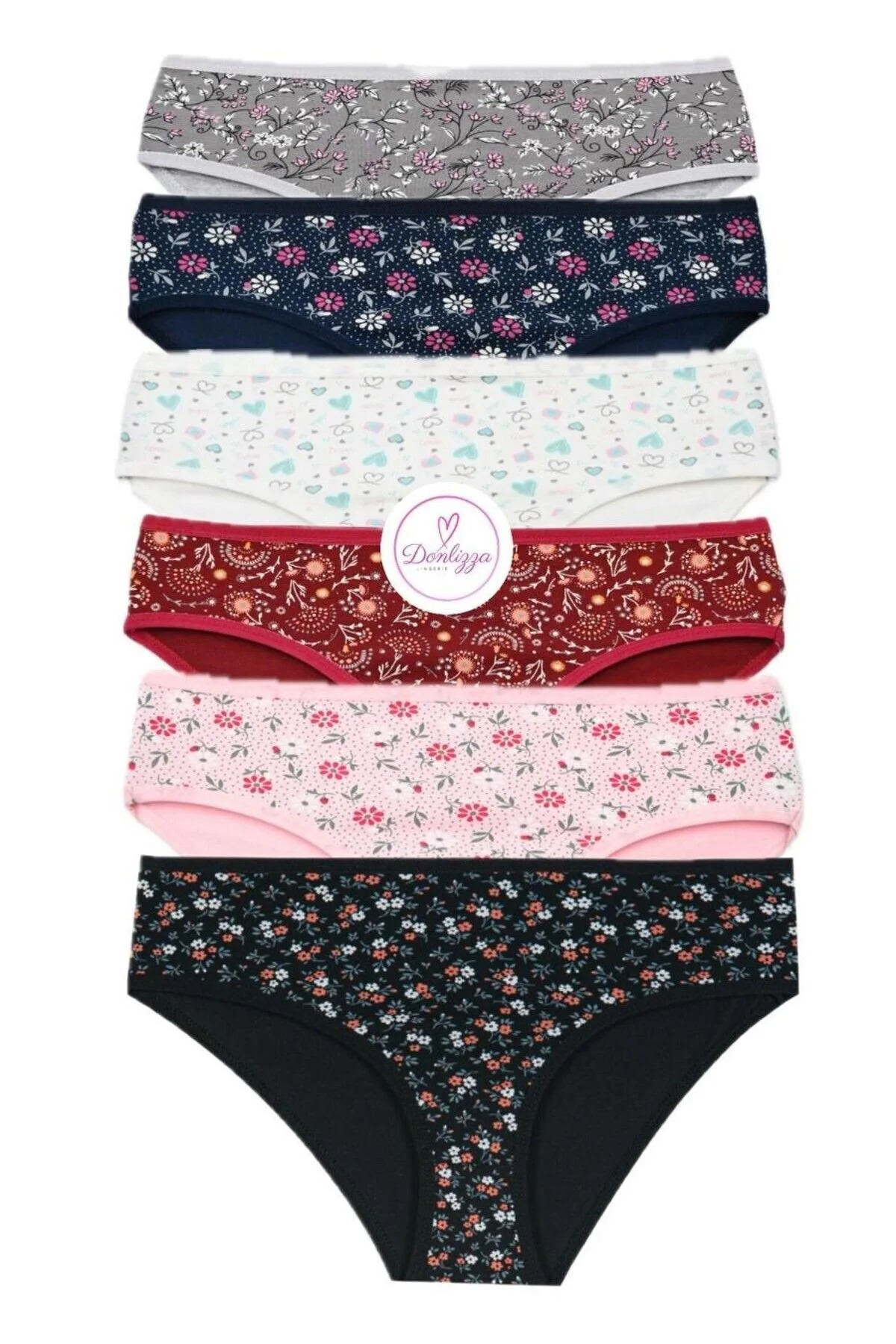 DONLİZZA Desenli Kadın Külot 6 Adet