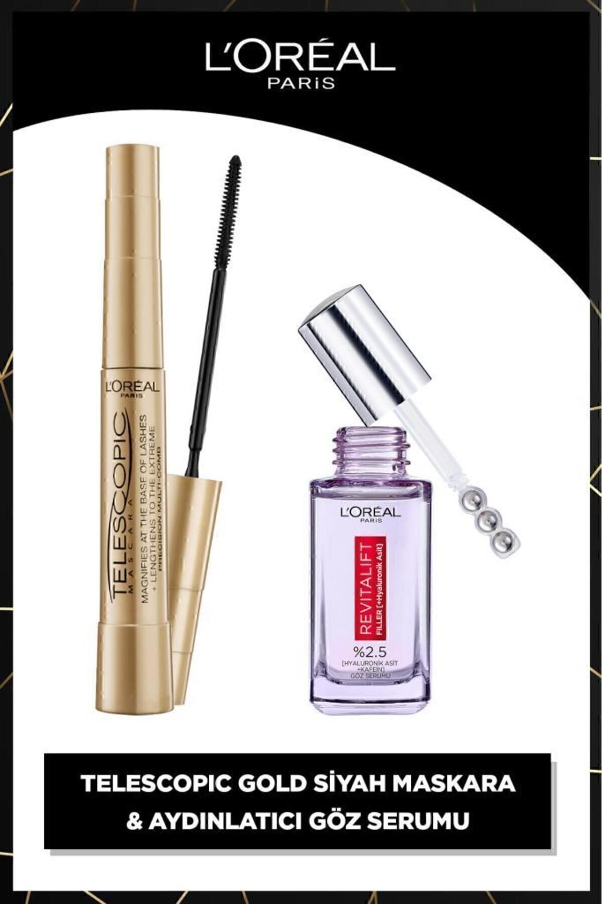 لوریل پاریس ریمل تلسکوپی و سرم روشن کننده دور چشم Revitalift Filler