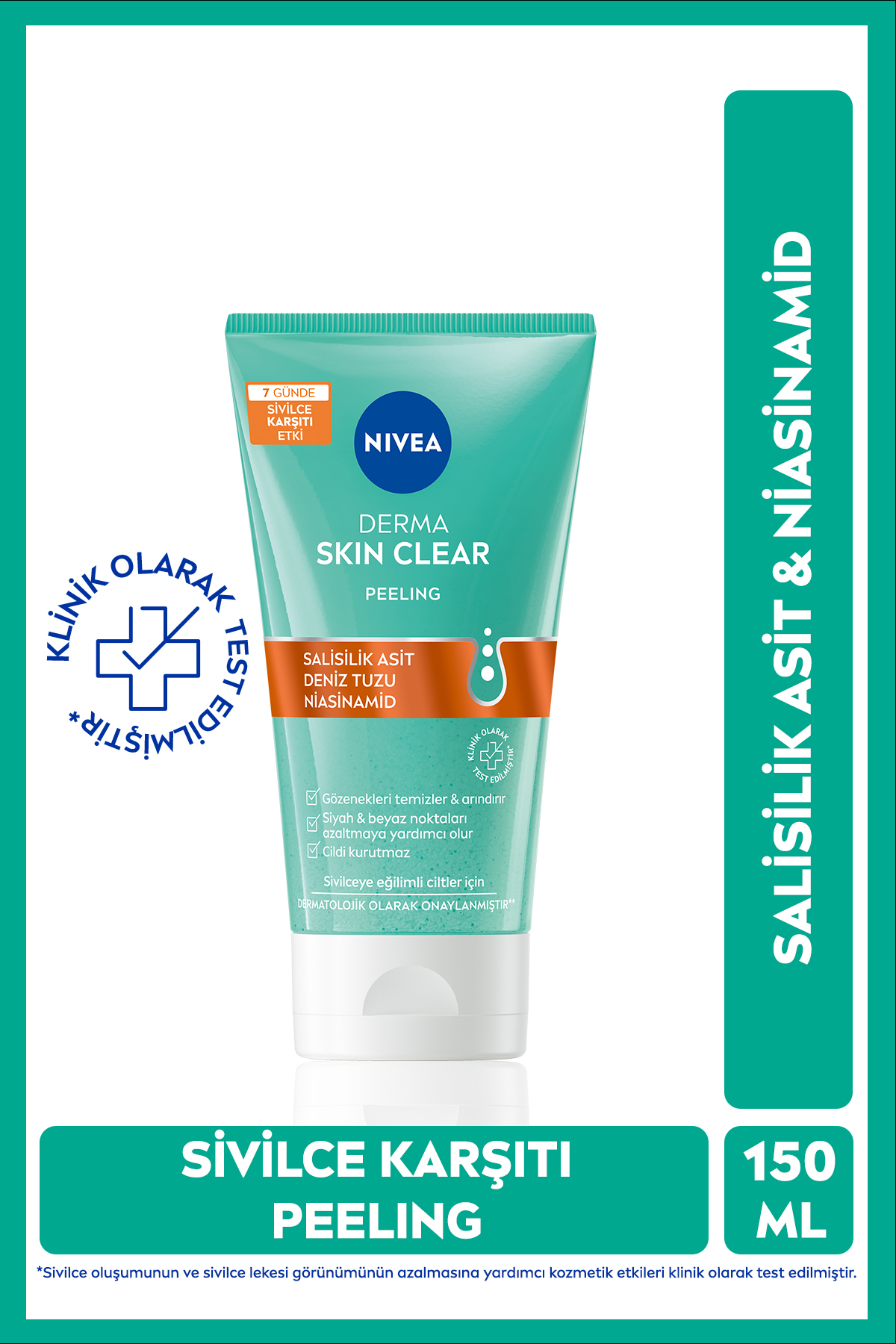 Derma Skin Clear Karşıtı Cilt Bakım Seti, Yüz Temizleyici Peeling 150ml ve Tonik 200ml, Niasinamid — SET.NVE.1333 — تصویر 2 از 6