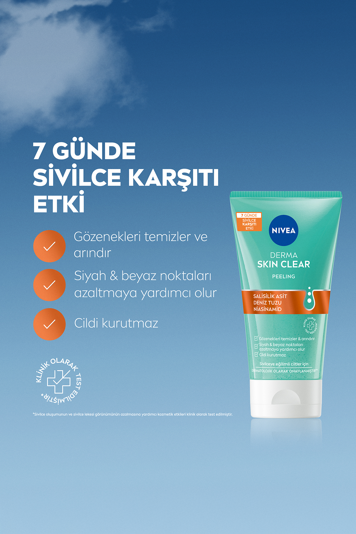 Derma Skin Clear Karşıtı Cilt Bakım Seti, Yüz Temizleyici Peeling 150ml ve Tonik 200ml, Niasinamid — SET.NVE.1333 — تصویر 3 از 6