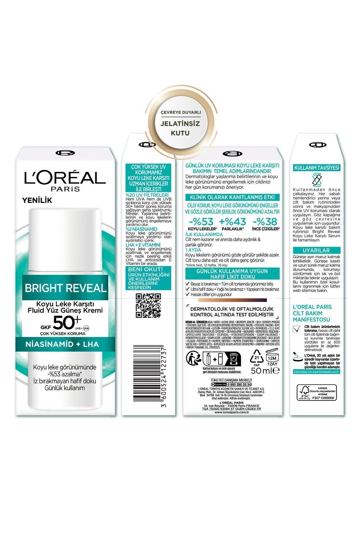 L'oréal Paris Bright Reveal Spf 50+ Koyu Leke Karşıtı Fluid Günlük Yüz Güneş Kremi 50ML — TYCU66YR3N170841558168456 — تصویر 8 از 8