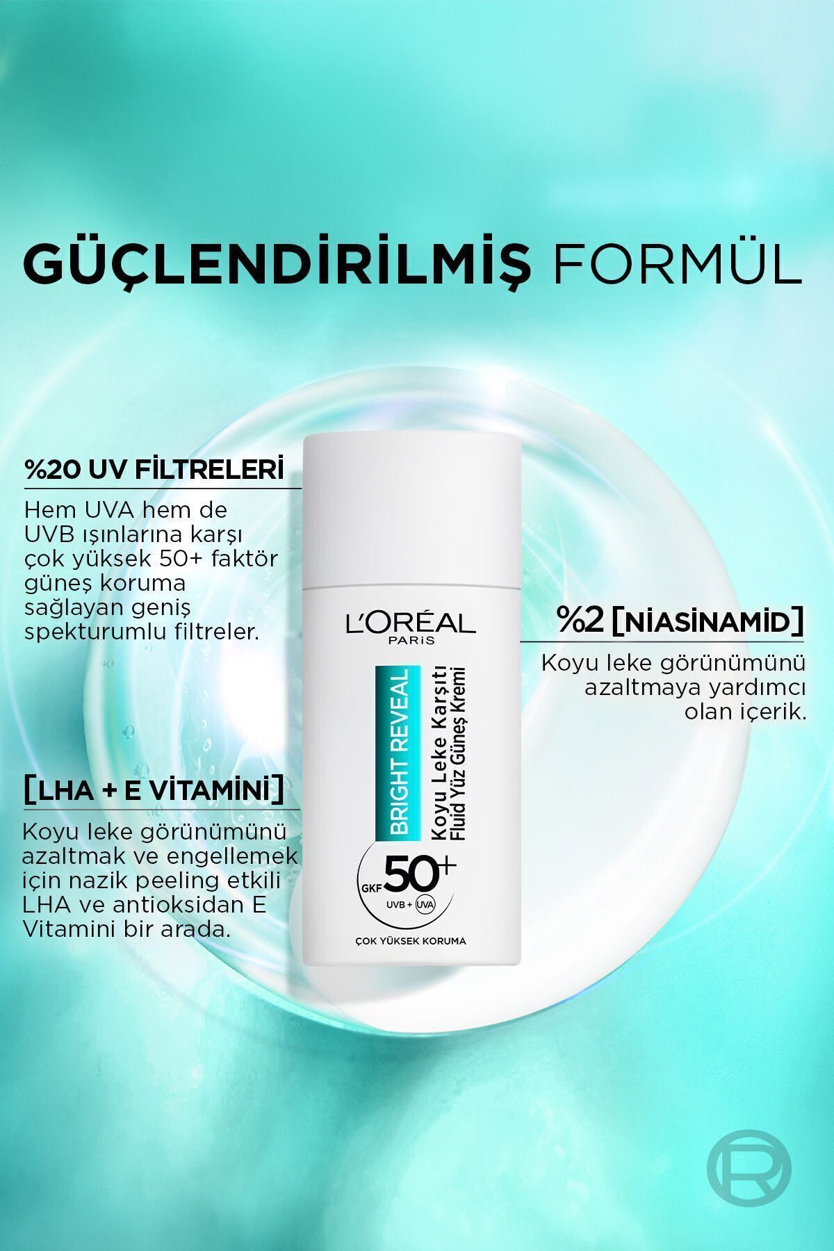 L'oréal Paris Bright Reveal Spf 50+ Koyu Leke Karşıtı Fluid Günlük Yüz Güneş Kremi 50ML — TYCU66YR3N170841558168456 — تصویر 3 از 8