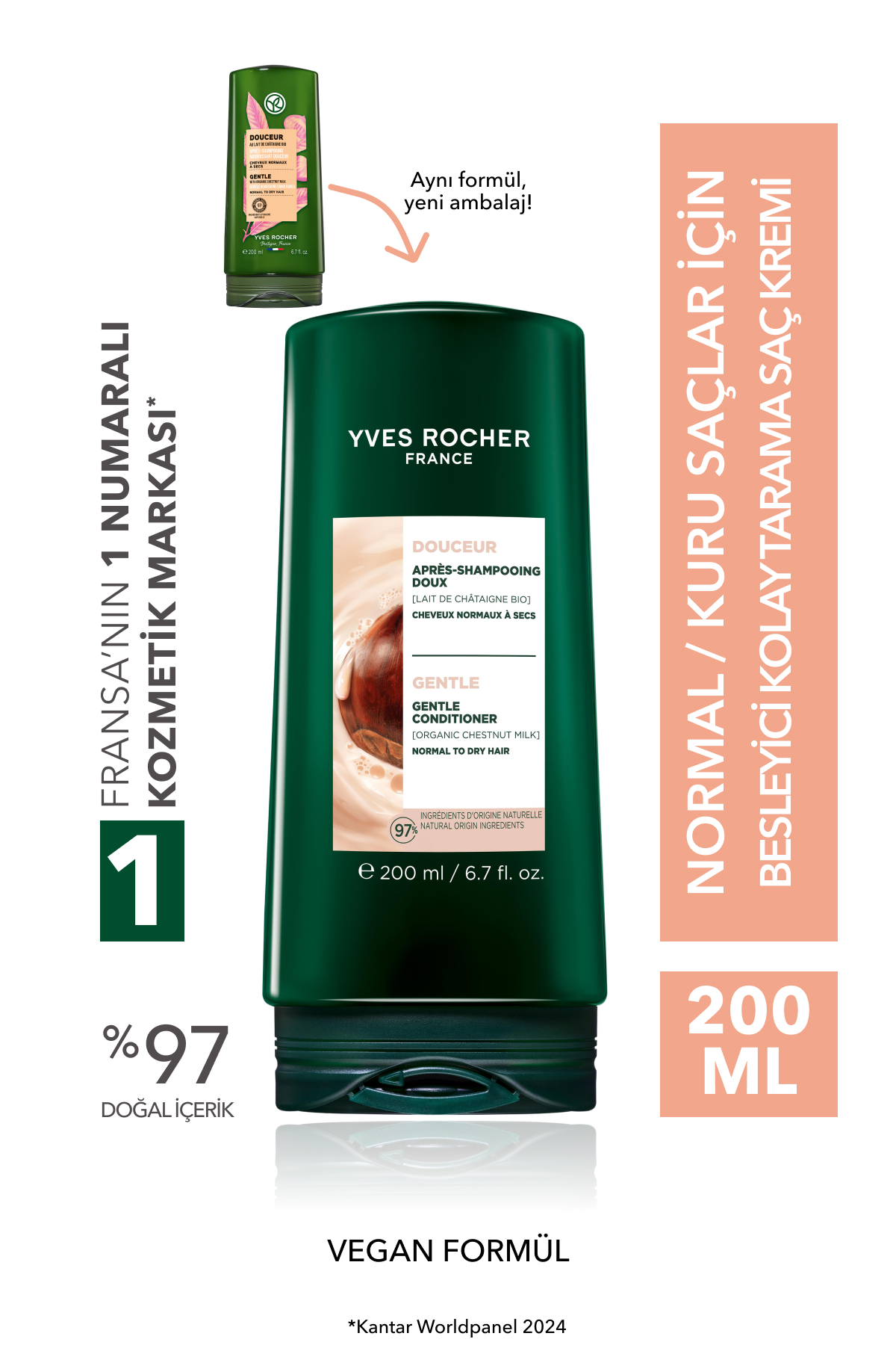 Yves Rocher Besleyici Kolay Tarama Saç Kremi - Normal / Kuru Saçlar / Douceur -Vegan-90163