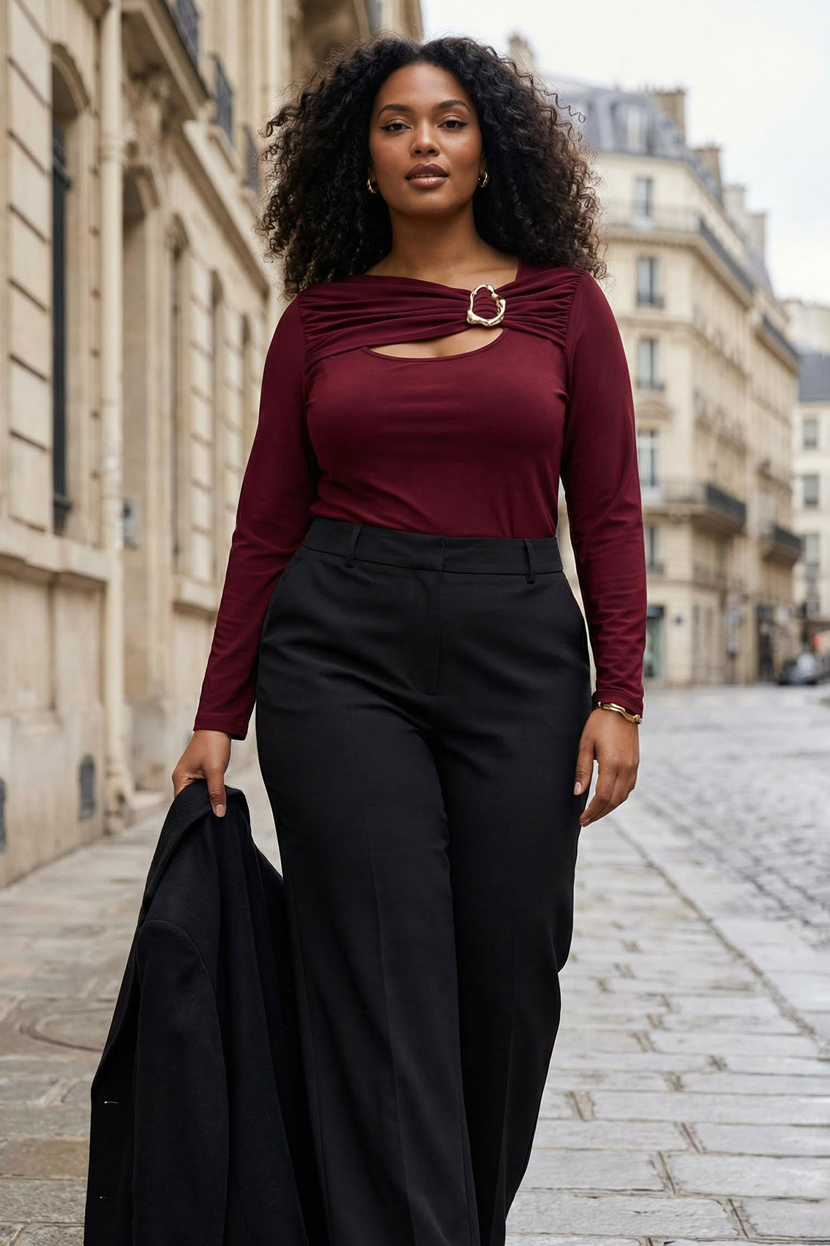 Trendyol Curve Burgunderfarbene Accessoire und figurbetonte, dehnbare Strickb...