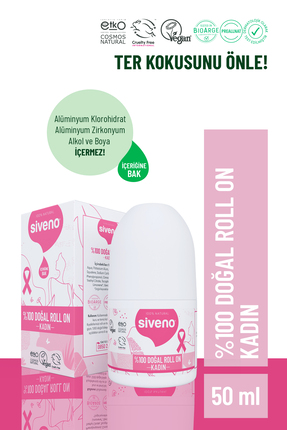 Siveno %100 Doğal Roll On Kadın Deodorant Ter Kokusu Önleyici Bitkisel Leke B...