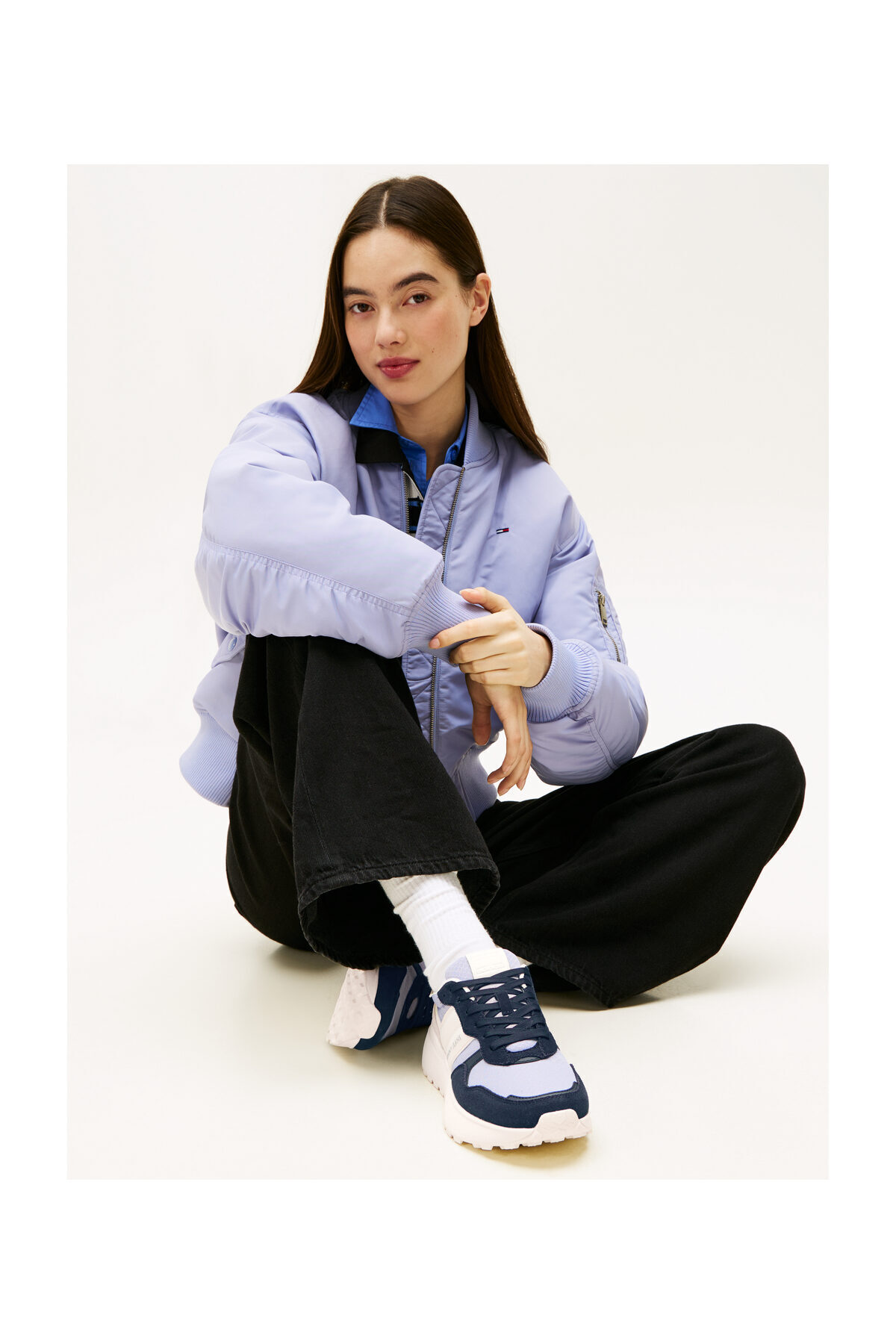 Tommy Hilfiger Dámské šněrovací tenisky s tlustou podrážkou - tmavě modrá