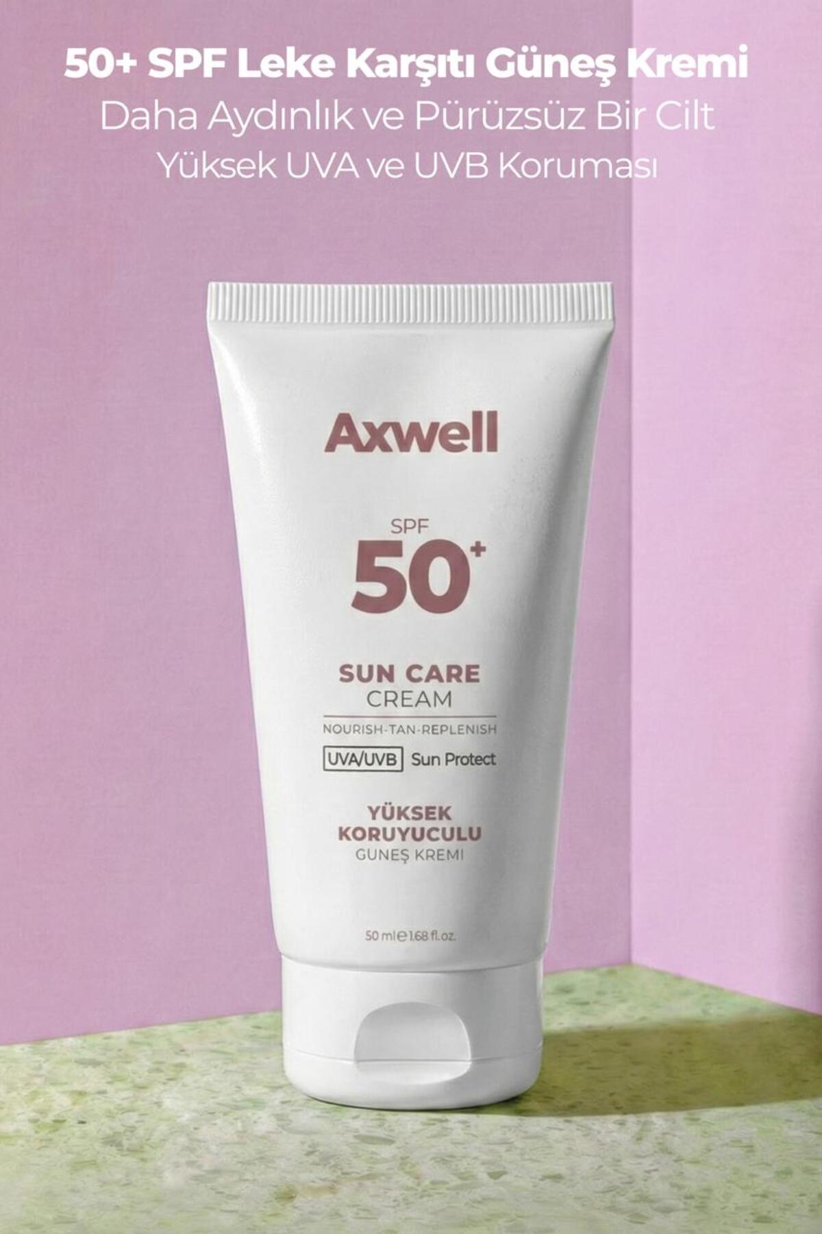 AXWELL Spf 50+ Leke Karşıtı Nemlendirici Yüksek Koruma Güneş Kremi 50 ml