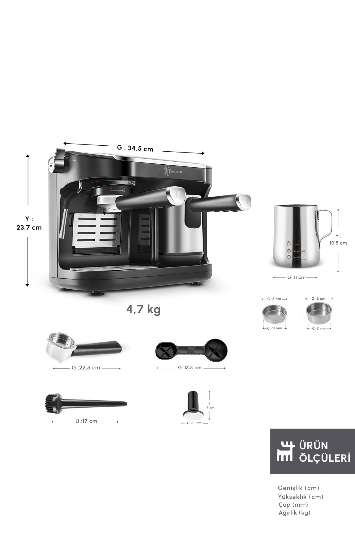 Hatır Perfetto Dijital ve Dokunmatik Ekranlı Çelik Cezveli Espresso ve Türk Kahve Makinesi 3