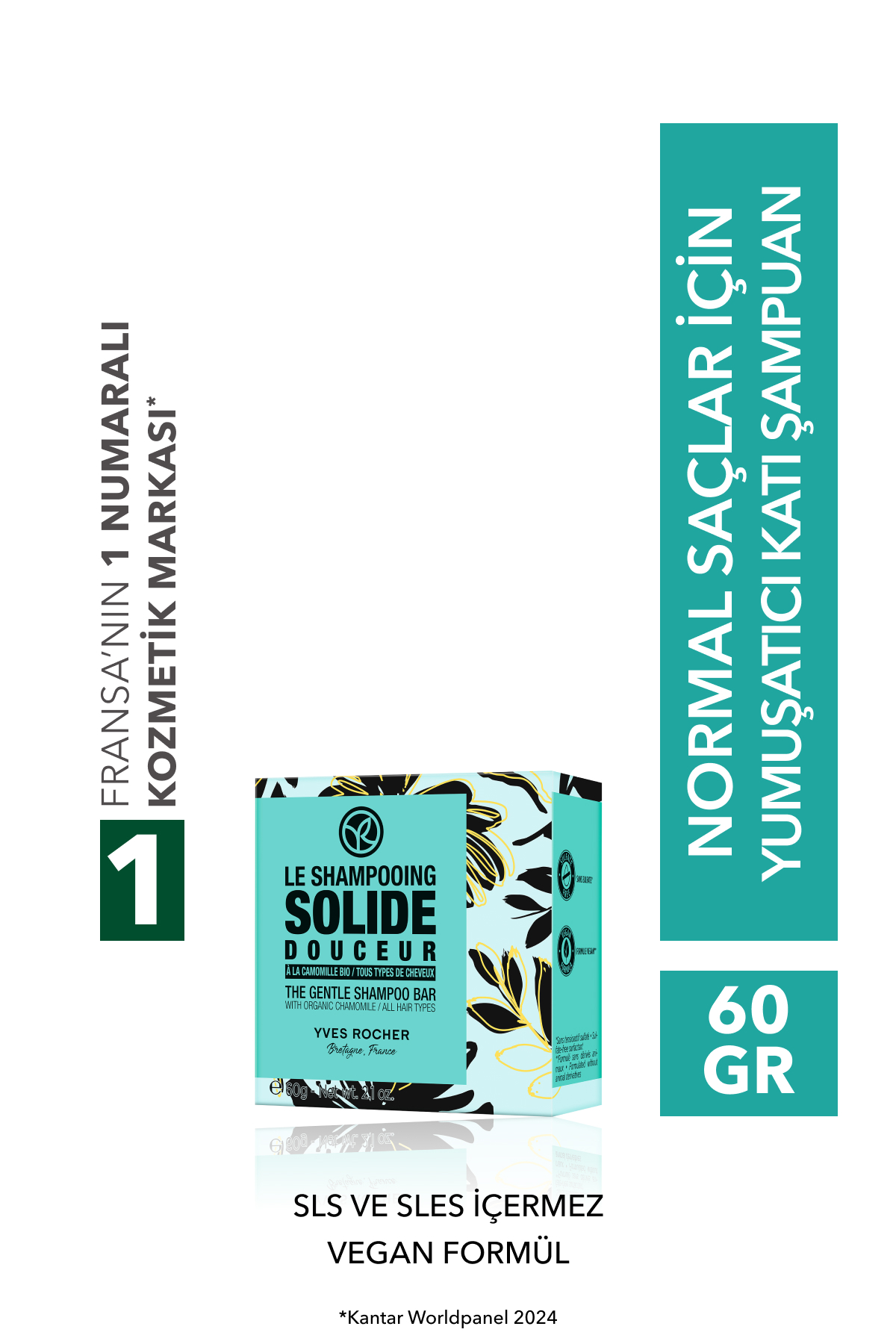 Yves Rocher Yumuşatıcı Katı Şampuan - Normal Saçlar / Douceur- SLS,SLES içermez,Tuzsuz, Vegan-60 gr - Fiyatı, Yorumları
