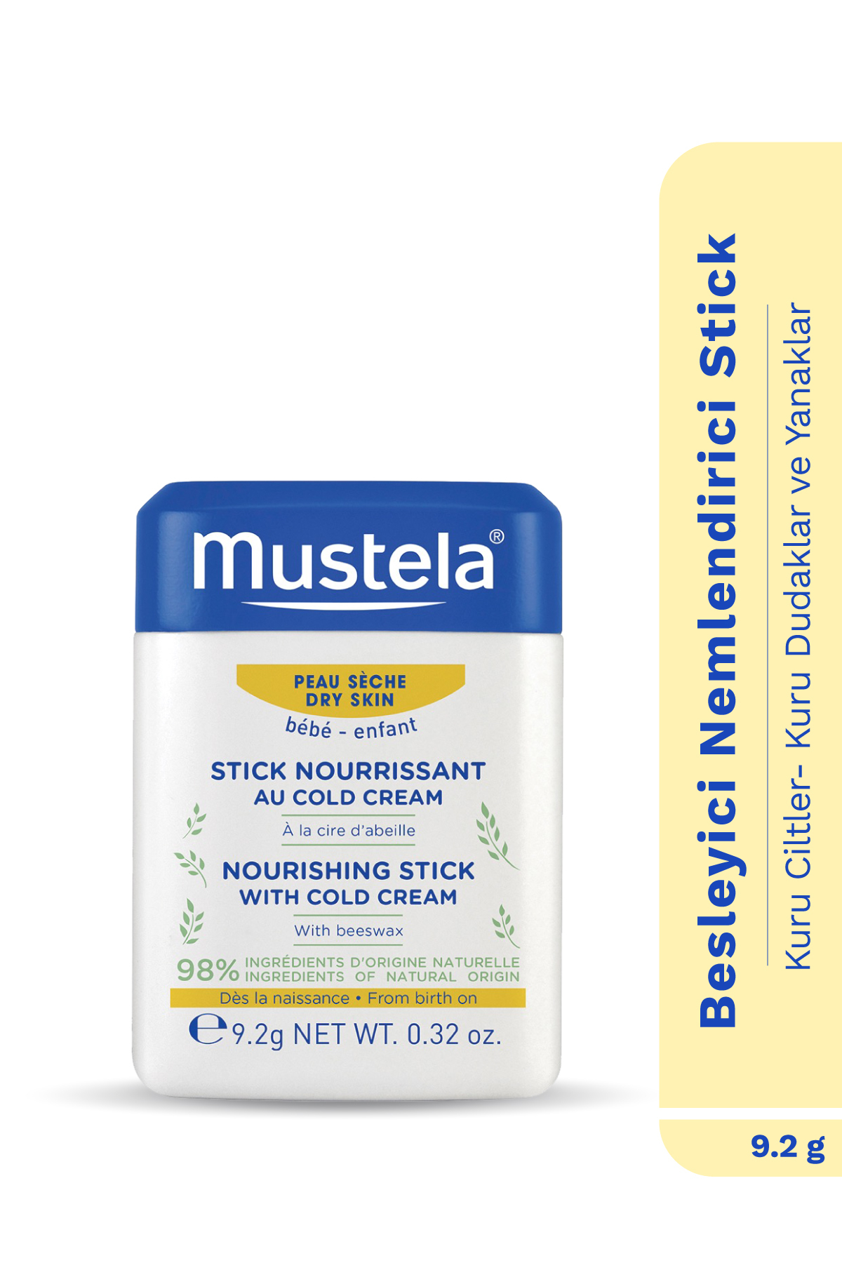 Mustela %98 Doğal İçerikli Kuru Cilt Cold Cream İçeren Nemlendirici Stick Bebek Çocuk Yetişkin Yüz Dudak