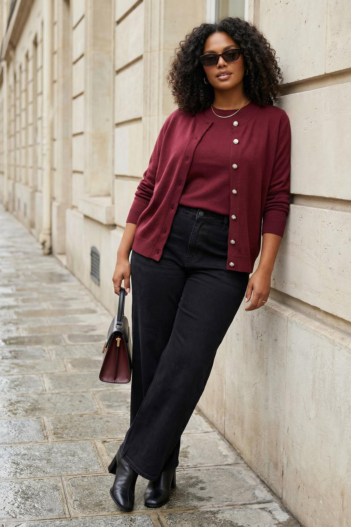 Trendyol Curve Burgunder Basic Cardigan-Bluse 2-teiliges Set Strick Cardigan ...