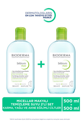 Bioderma Sebium H2O Micellar Makyaj Temizleme Suyu 2'li Set Karma,Yağlı ve Ak...