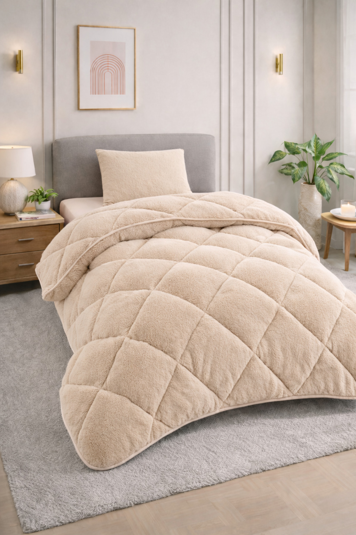 Formeya Tek Kişilik Lüx Kahverengi Wellsoft Yorgan Çift Taraflı 155x215