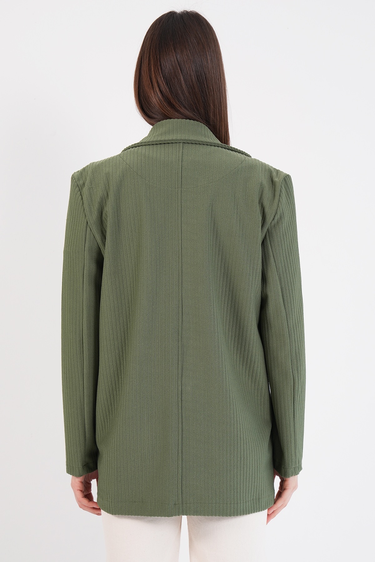 Trend Alaçatı Stili  Yeşil Oversize Blazer Ceket ALC-X14776 - Görsel 6