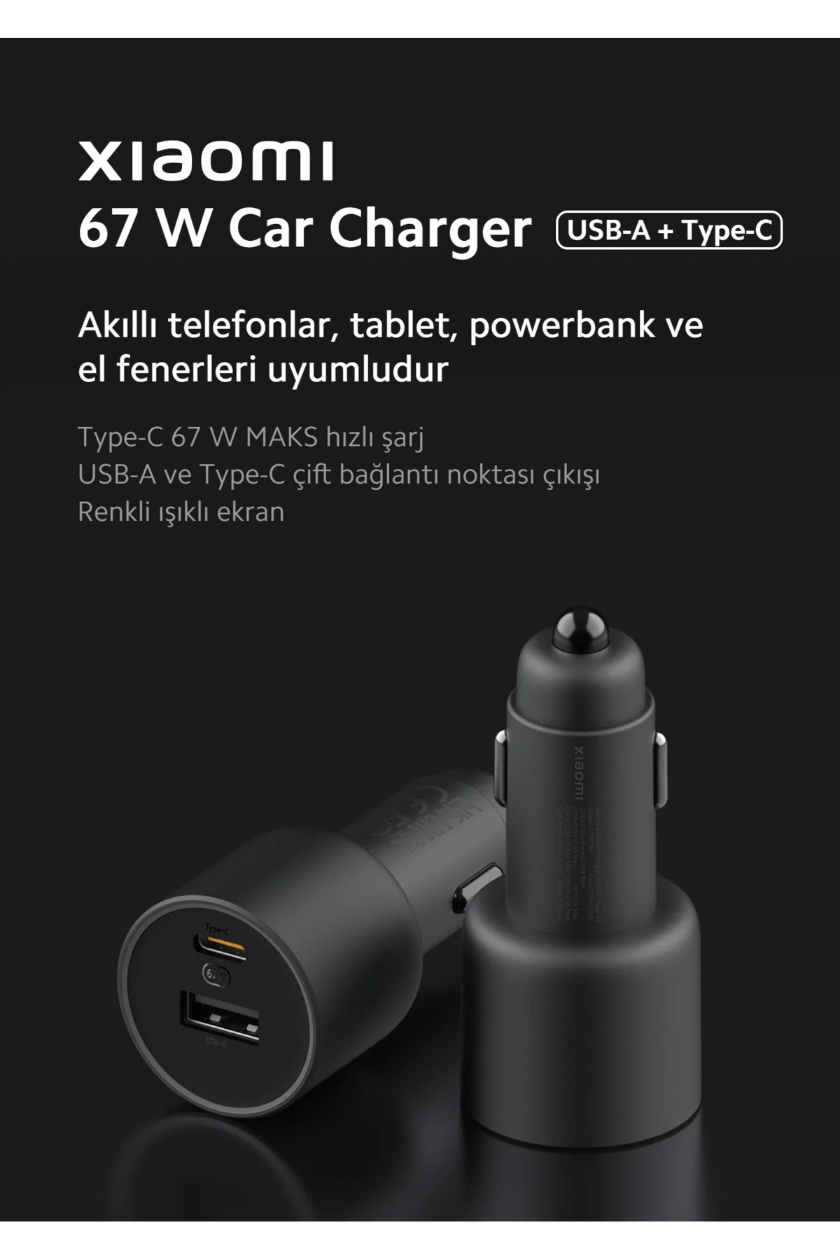 67W Hyper Car Charger (USB-A + Type-C) Car Cigarette Lighter Fast Charger