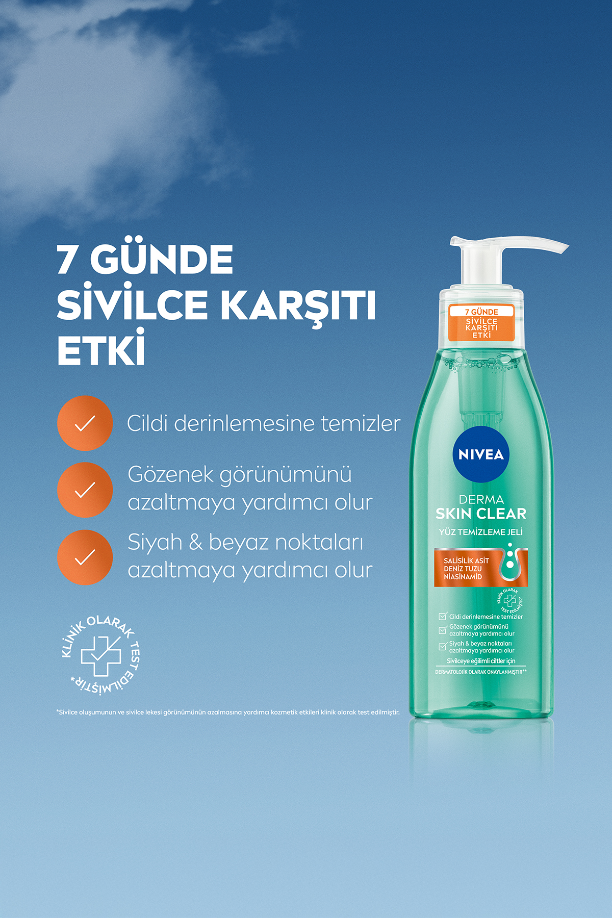Derma Skin Clear Karşıtı Cilt Bakım Seti, Serum 30ml, Yüz Temizleme Jeli 150ml, Tonik 200ml — SET.NVE.1330 — تصویر 3 از 8