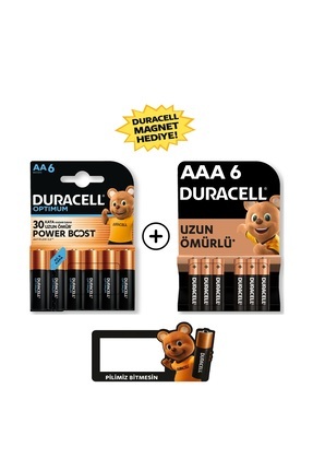 Duracell Optimum AA Alkalin Kalem Pil 6’lı Paket + AAA Alkalin İnce Kalem Pil...
