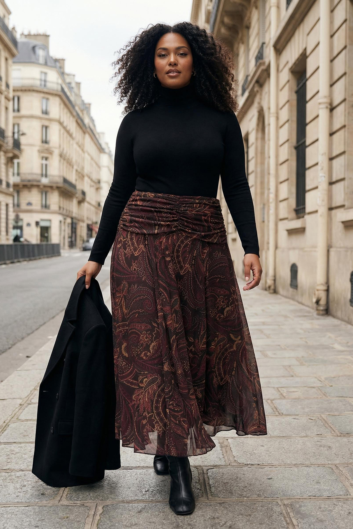 Trendyolmilla  Çok Renkli Maxi Büzgü/Drape Detaylı Boho/Boho Chic Basklılı Tül Esnek Örme Etek TBBAW26AZ00059